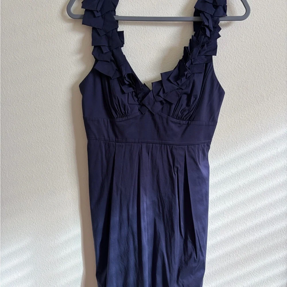 Navy Ruffle Dress - Picture 1 of 5